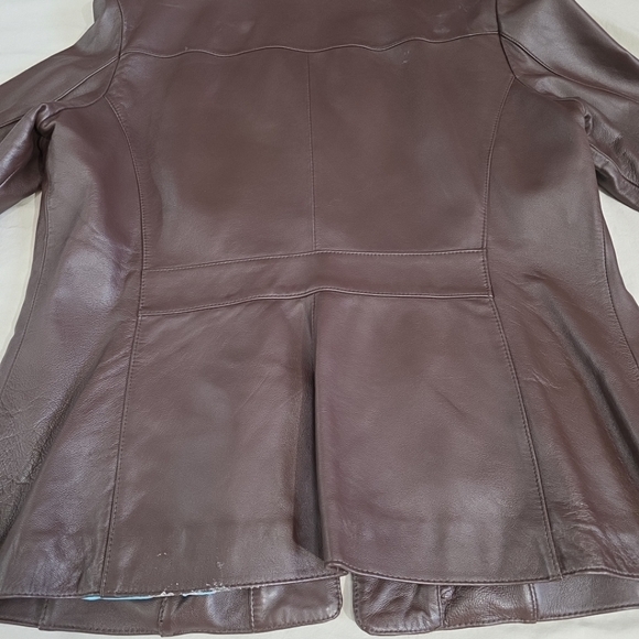 Wilsons Womens Leather Jacket Sz XL Y2K Style BROWN w/ Teal Liner - Picture 8 of 15